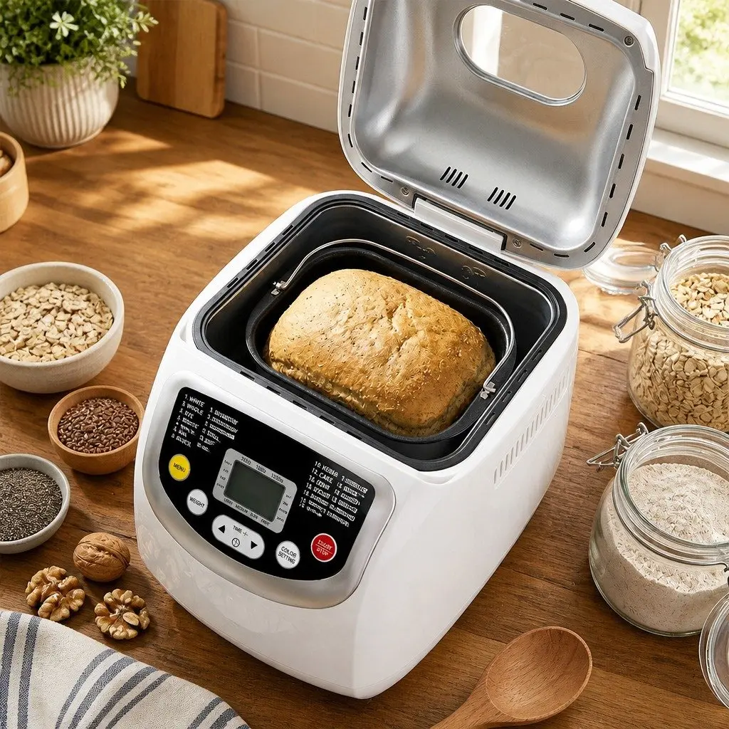 Automatic Bread Maker White 2lb Capacity 19 Program Non Stick Home Baking Oven