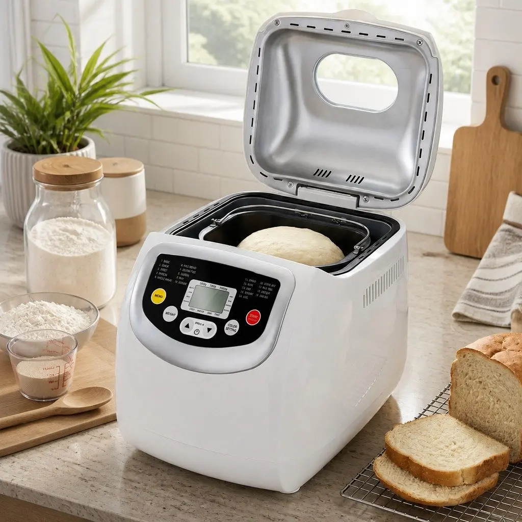Automatic Bread Maker White 2lb Capacity 19 Program Non Stick Home Baking Oven