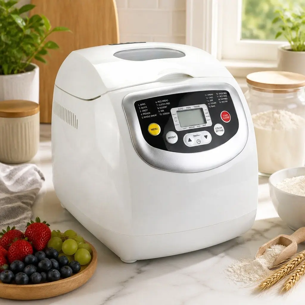 Automatic Bread Maker White 2lb Capacity 19 Program Non Stick Home Baking Oven
