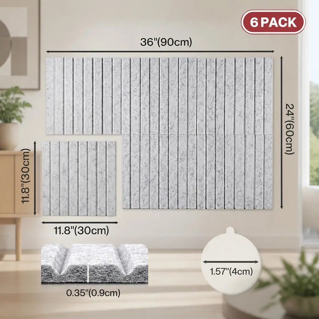 Cork Board Tiles Grey 30cm 6 Piece Set Acoustic Felt Panel DIY Wall Display