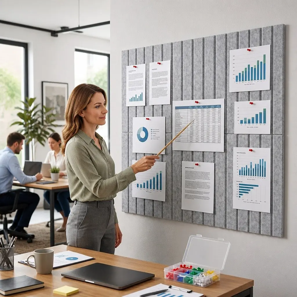 Cork Board Tiles Grey 30cm 6 Piece Set Acoustic Felt Panel DIY Wall Display