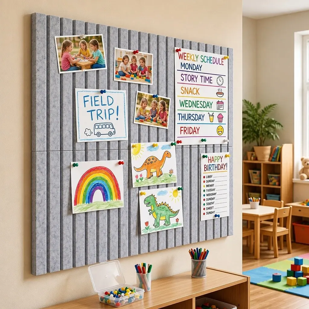Cork Board Tiles Grey 30cm 6 Piece Set Acoustic Felt Panel DIY Wall Display