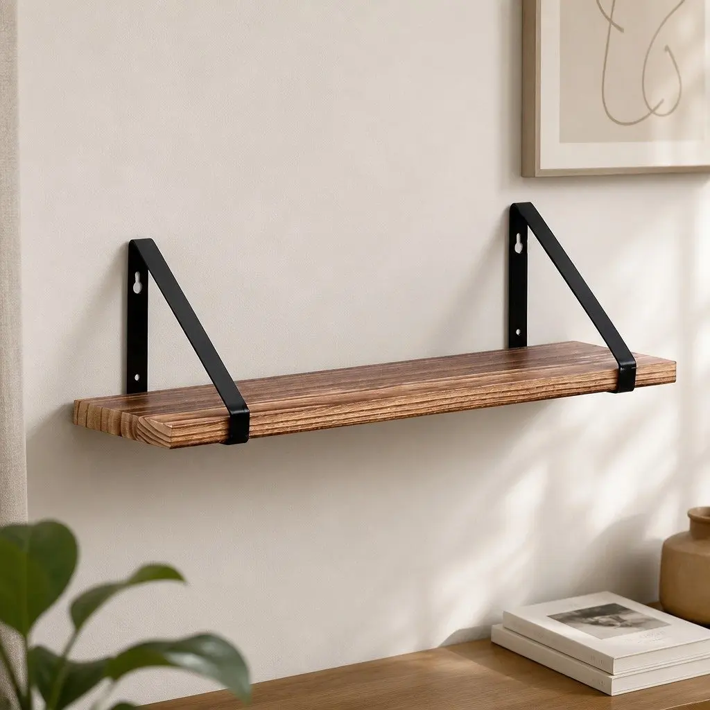 Floating Shelf Natural 43cm Wall Storage Display Rack Five Tier DIY Installation