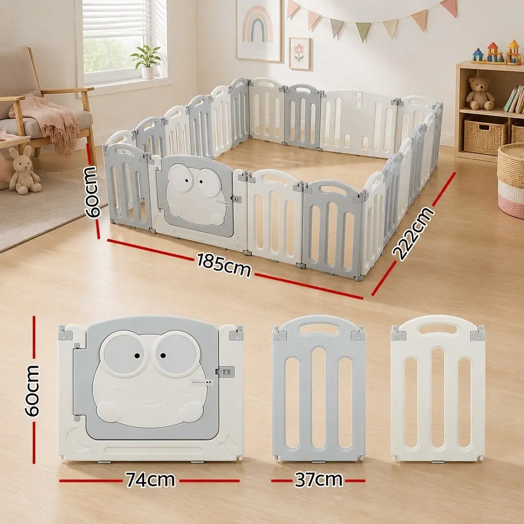 Baby Playpen Light Grey 20 Panels Foldable Safety Play Fence Activity Centre