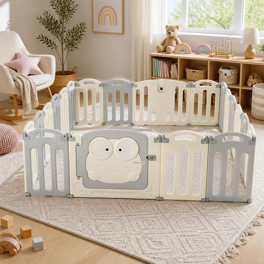 Baby Playpen Light Grey 20 Panels Foldable Safety Play Fence Activity Centre