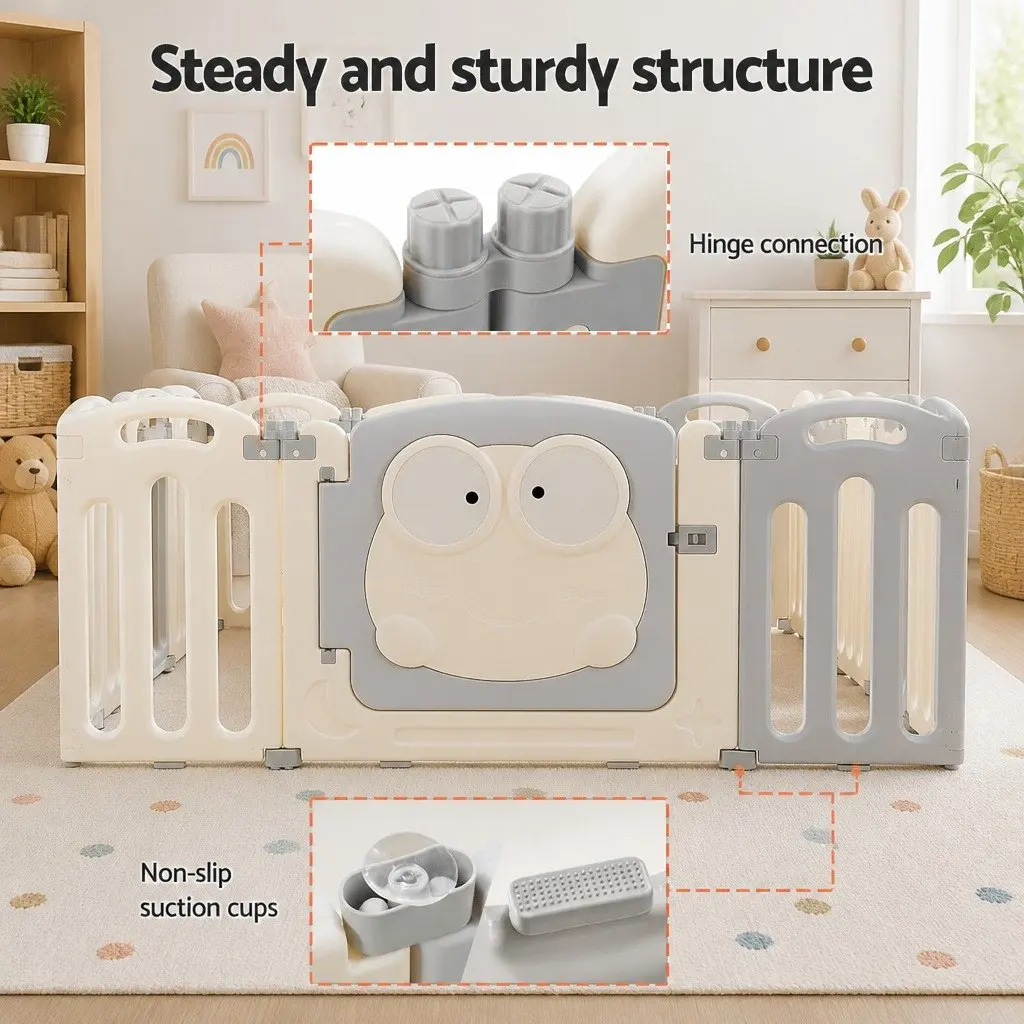 Baby Playpen Light Grey 20 Panels Foldable Safety Play Fence Activity Centre
