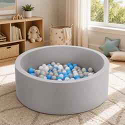 Kids Foam Ball Pit 90cm Grey - Playtime Fun