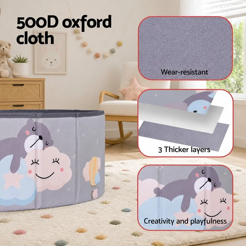 Kids Ball Pit Pool Foldable Playhouse Grey Toddler Play Toy Storage Carry Bag