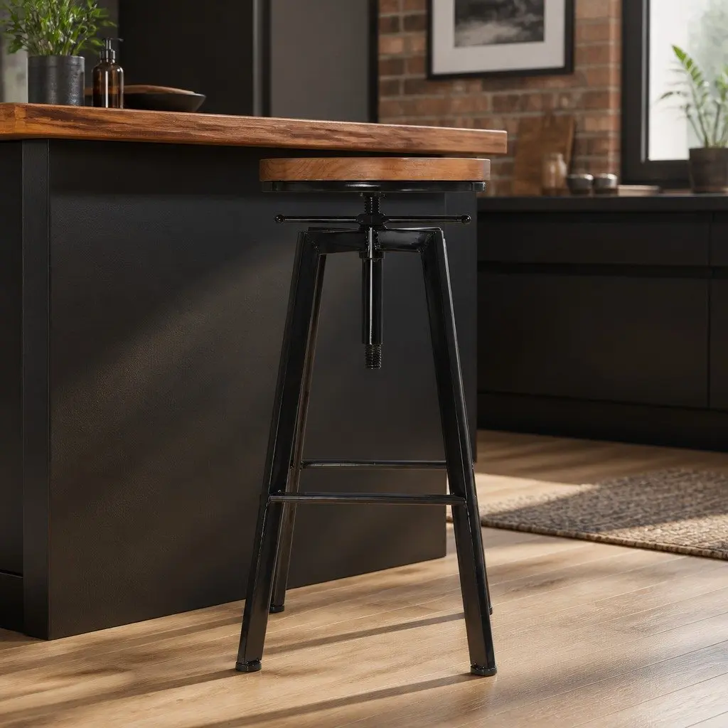 Set of 4 Sturdy Adjustable Industrial Bar Stools