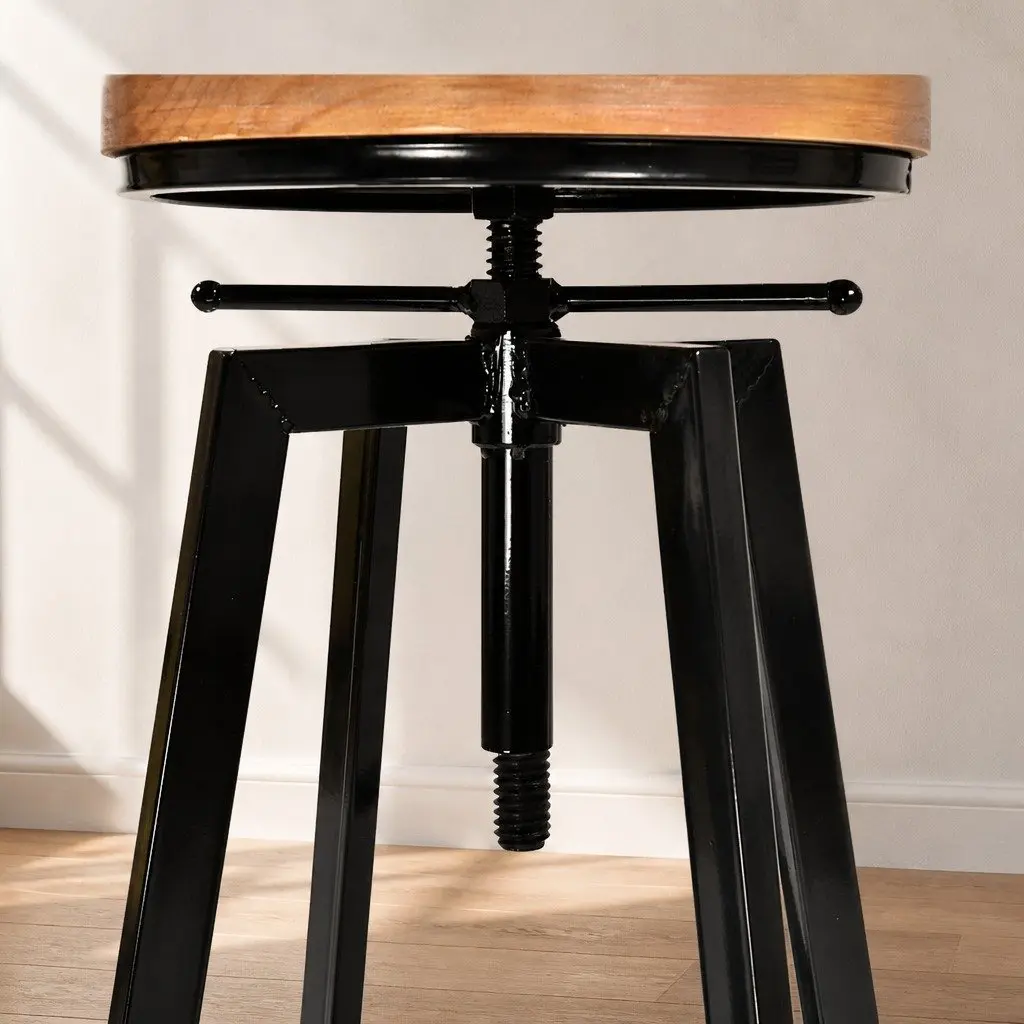 Set of 4 Sturdy Adjustable Industrial Bar Stools