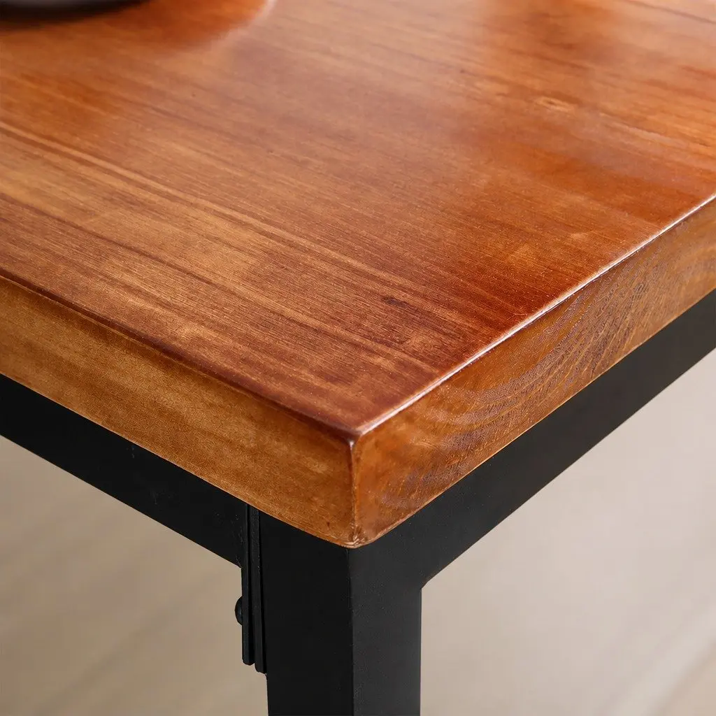 High Bar Table Solid Wood Steel Frame Industrial Cafe Kitchen Dining Furniture