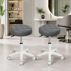 Rolling Bar Stool Swivel Chair with Casters Salon Spa Office Massage Seat Grey