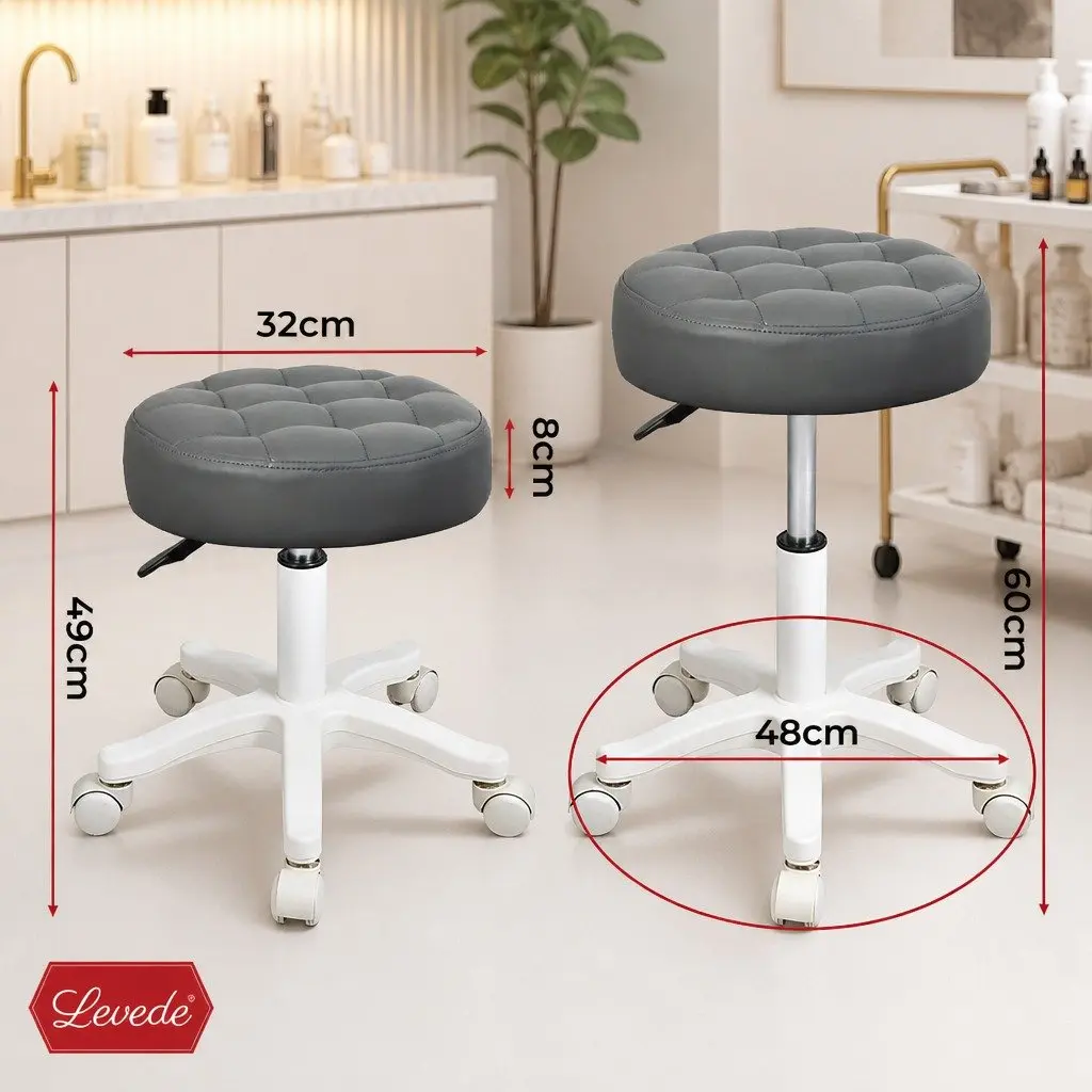 Rolling Bar Stool Grey Adjustable Height Swivel Chair with Casters