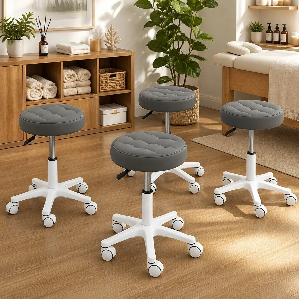 Rolling Bar Stool Swivel Chair Set of 4