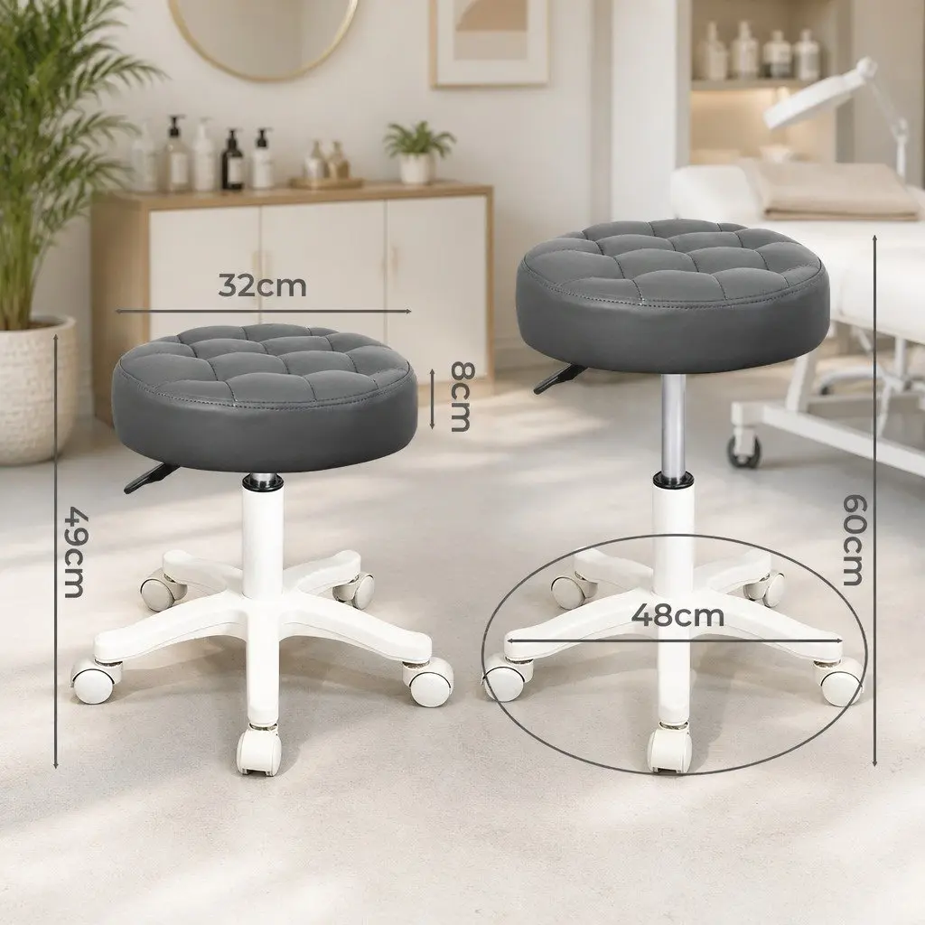 Rolling Bar Stool Grey Gas Lift 360° Swivel Casters
