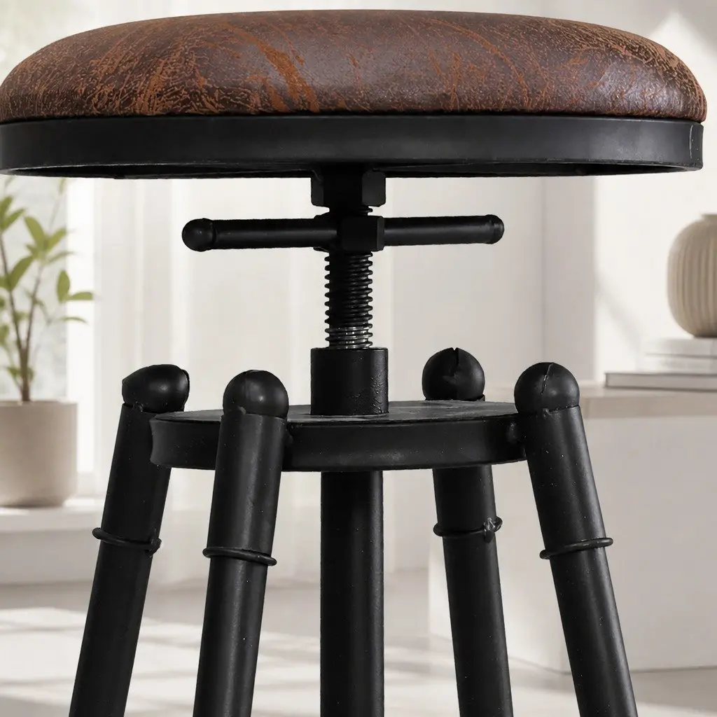 Industrial Bar Stools Set of 2 Vintage Adjustable Height Swivel Seat