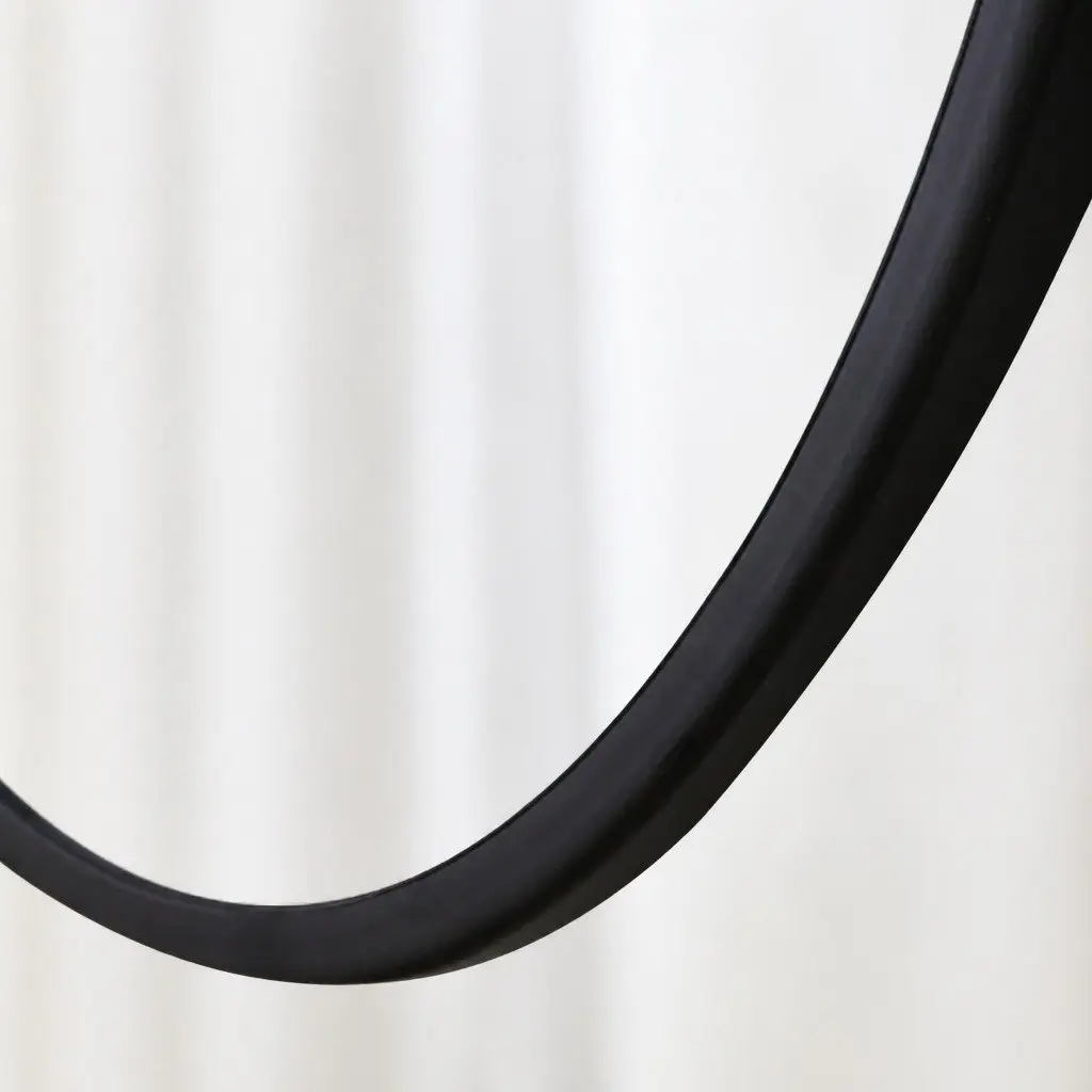 Round Wall Mirror Black 50cm 60cm 70cm 80cm Rounded Steel Frame Self-Grooming Decor