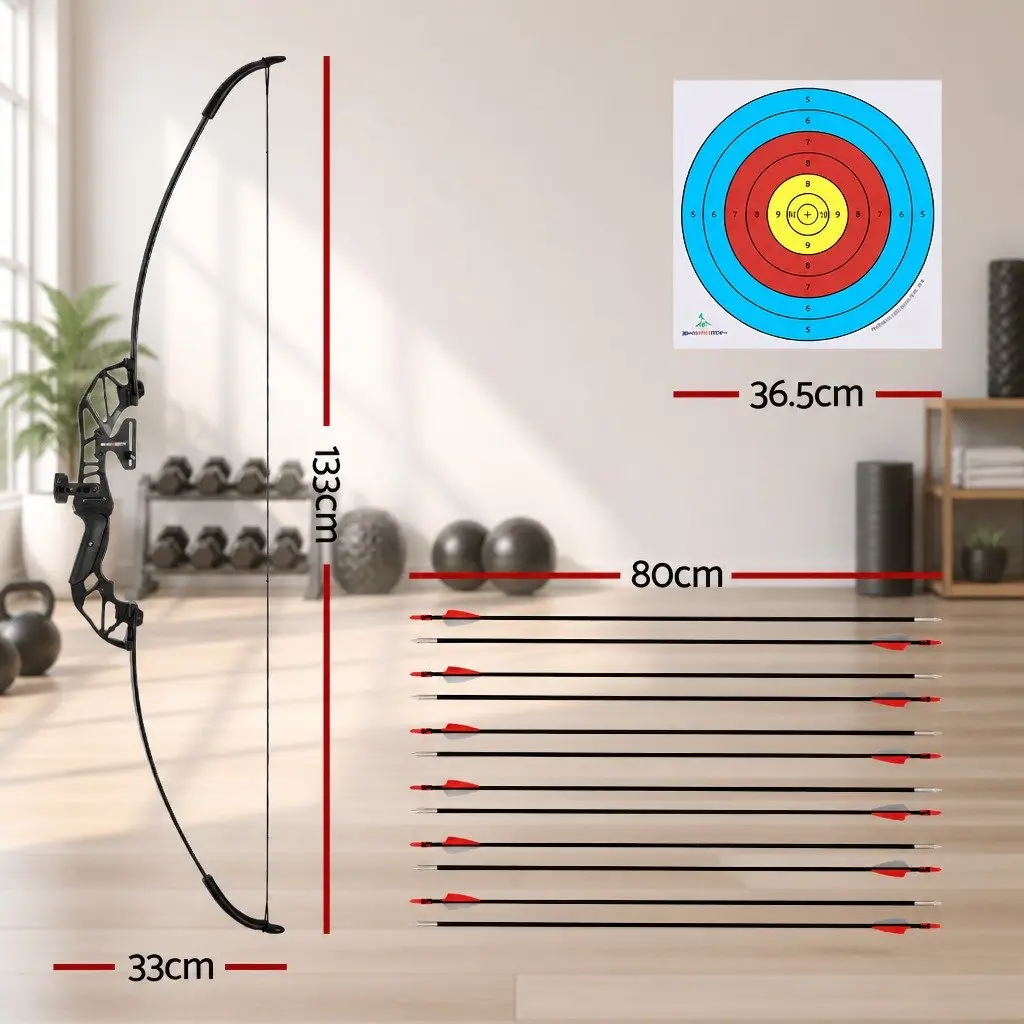 Recurve Bow Arrow Set 55lbs Takedown Archery Hunting Beginner Red Black
