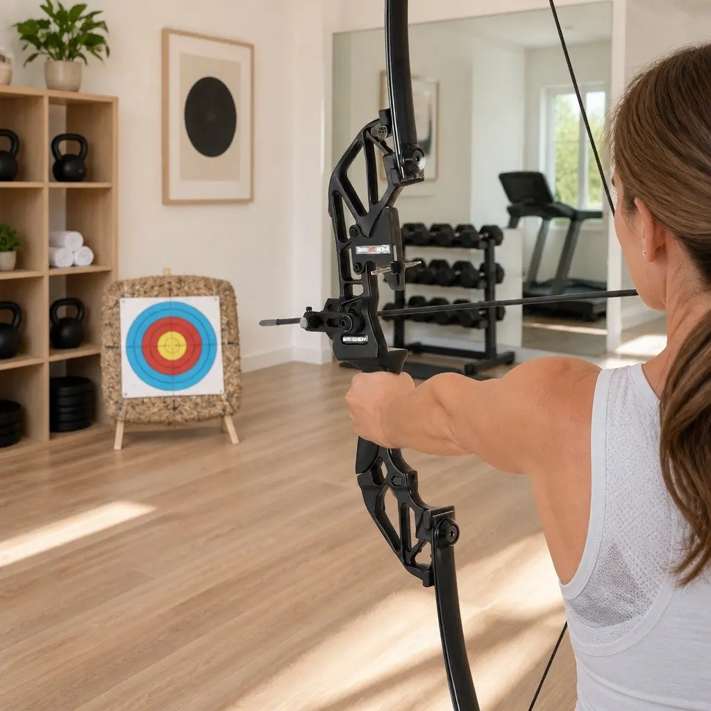Recurve Bow Arrow Set 55lbs Takedown Archery Hunting Beginner Red Black