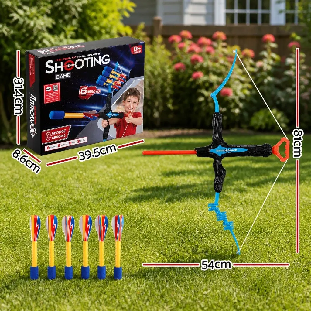 Kids Bow and Arrow Set Blue 81 cm Foam Arrows Indoor Outdoor Archery Toy