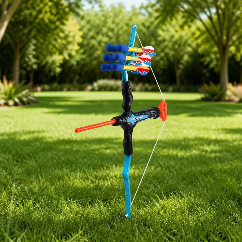 Kids Bow and Arrow Set Blue 81 cm Foam Arrows Indoor Outdoor Archery Toy