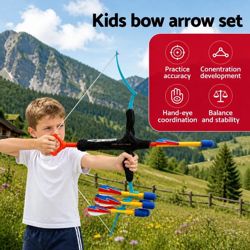 Kids Bow and Arrow Set Blue 81 cm Foam Arrows Indoor Outdoor Archery Toy