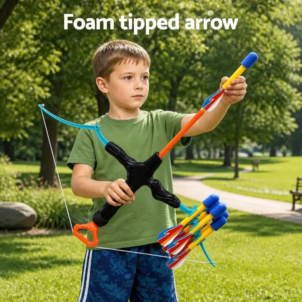 Kids Bow and Arrow Set Blue 81 cm Foam Arrows Indoor Outdoor Archery Toy