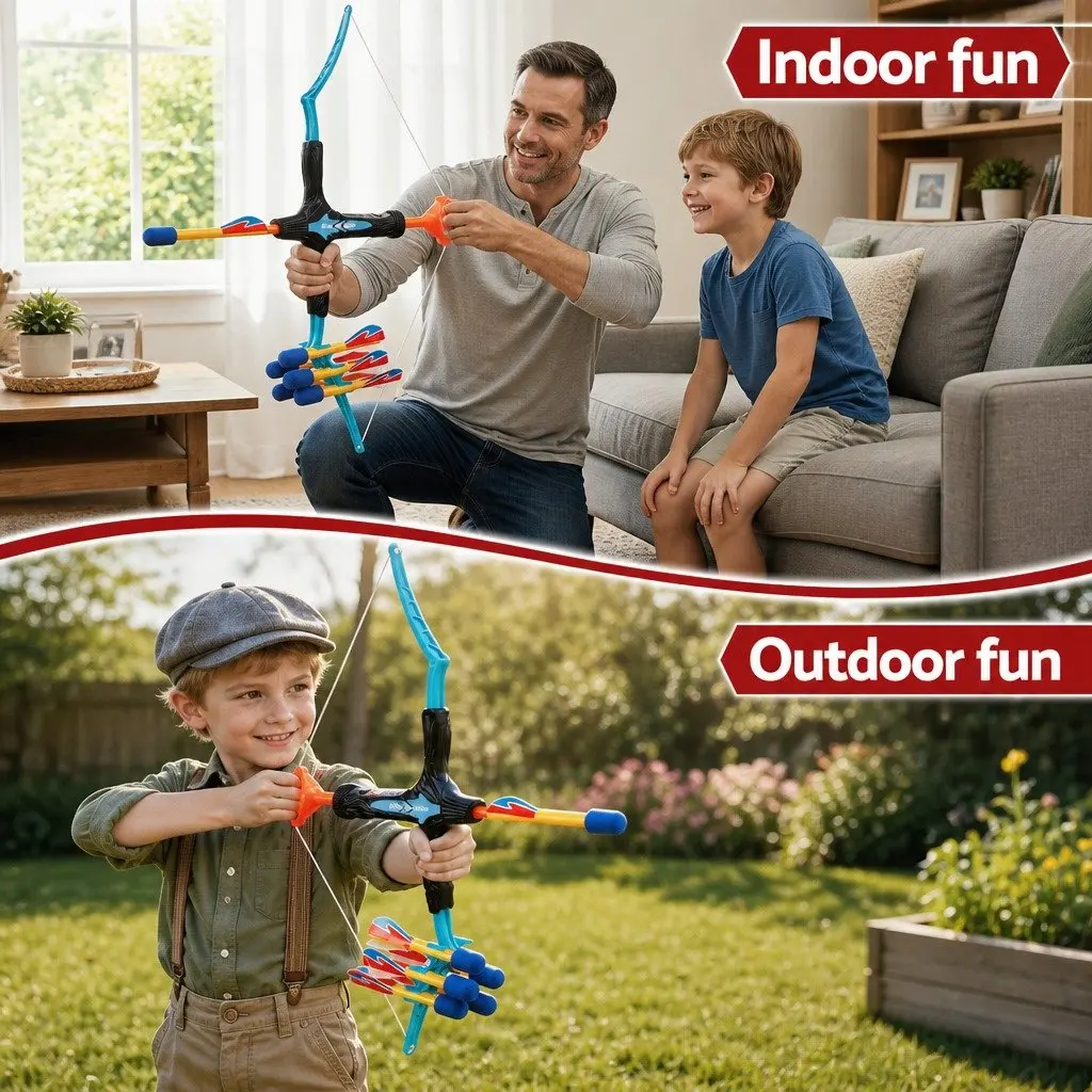 Kids Bow and Arrow Set Blue 81 cm Foam Arrows Indoor Outdoor Archery Toy