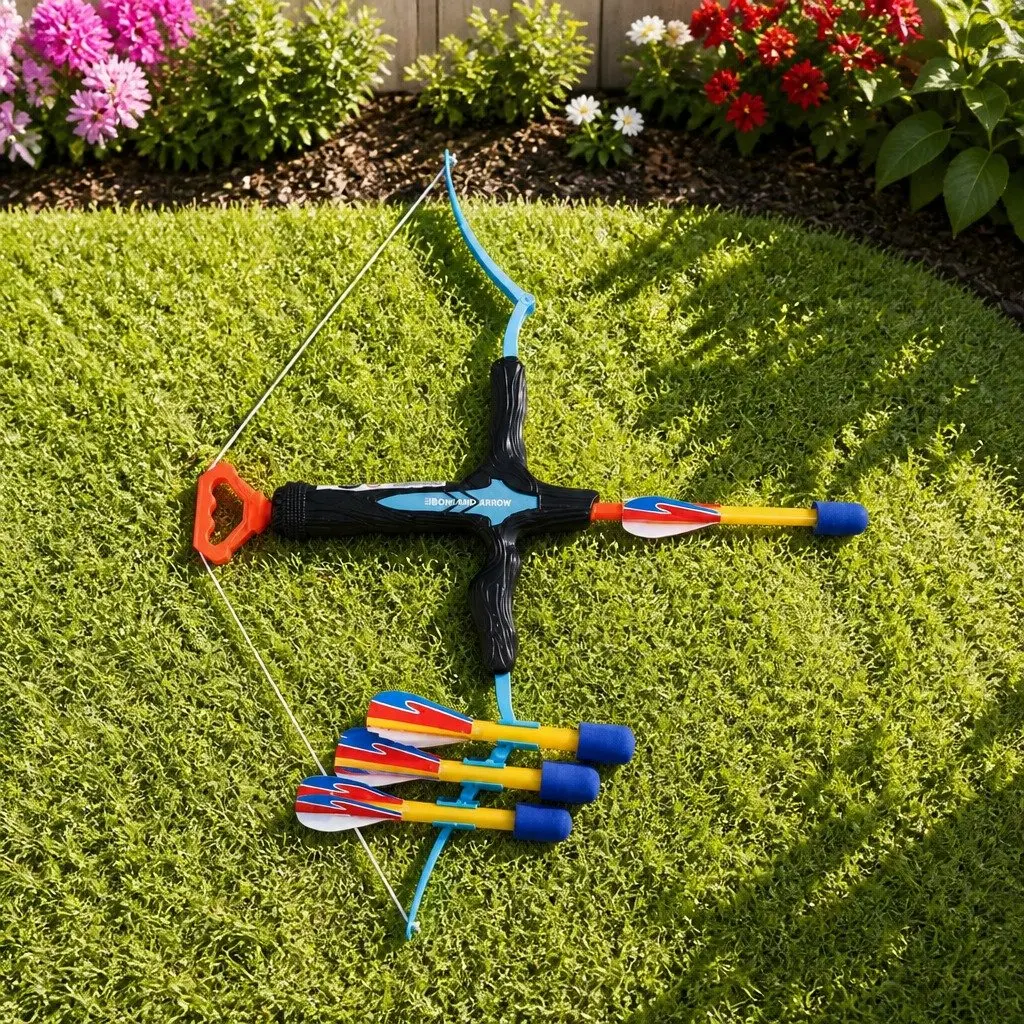 Kids Bow and Arrow Set Blue 81 cm Foam Arrows Indoor Outdoor Archery Toy