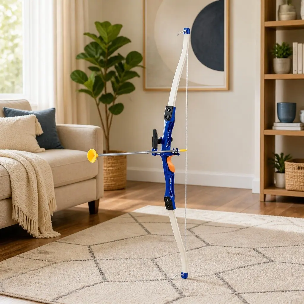 Kids Bow and Arrow Set Blue 81cm Indoor Outdoor Toy Archery with Standing Target and Suction Cup Arrows