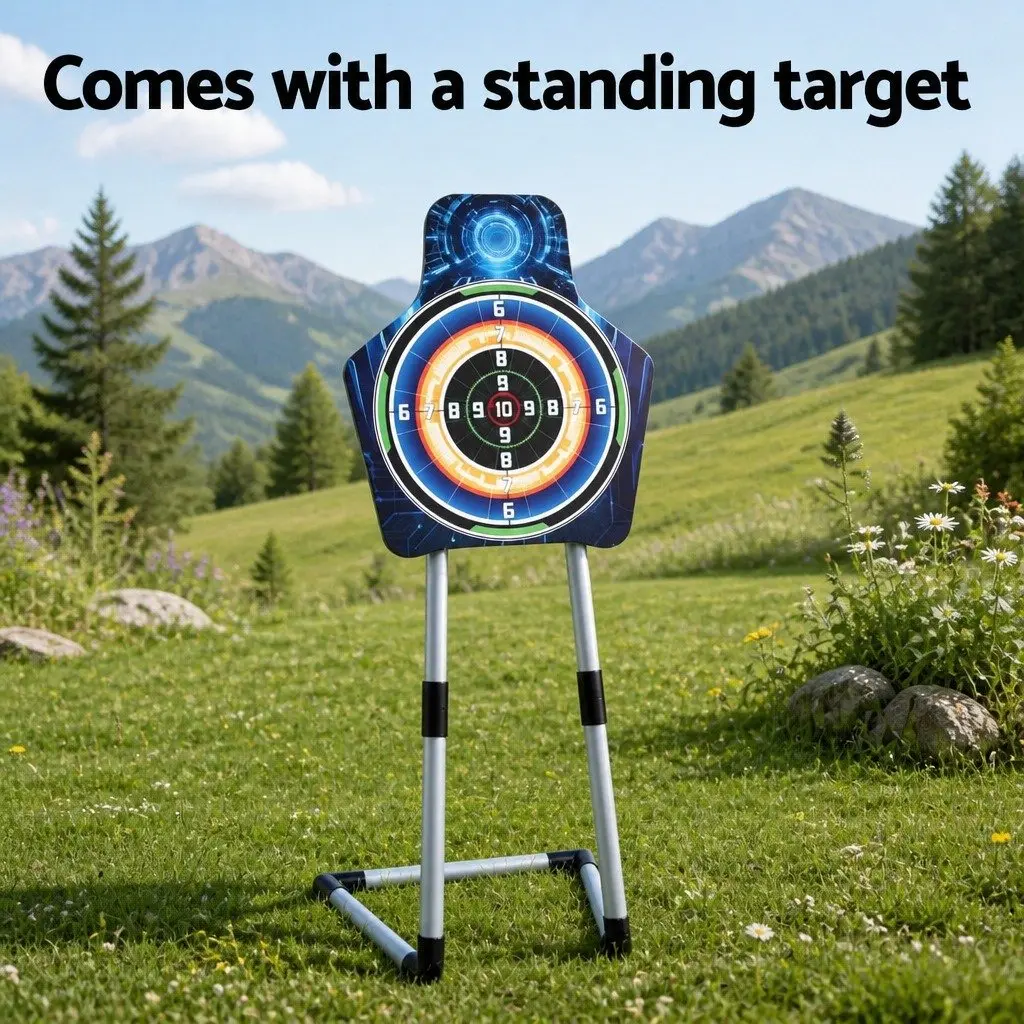 Kids Bow and Arrow Set Blue 81cm Indoor Outdoor Toy Archery with Standing Target and Suction Cup Arrows