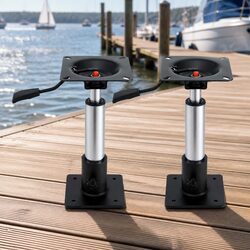 Boat Seat Pedestal 34-46cm Adjustable Gas Lift 360 Swivel Black 2 Pack