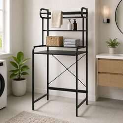 Compact 3-Tier Black Laundry Shelf with Sturdy Design