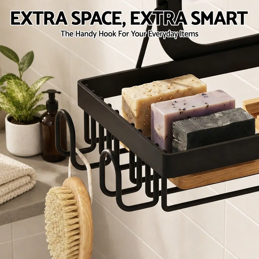Over The Door Shower Caddy Black 3 Tier Hanging Storage Organizer No Drilling Required
