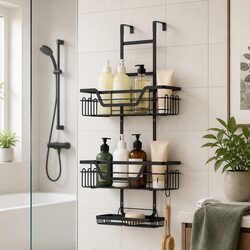 3 Tier Bathroom Wall Shower Caddy Storage Organizer Clip-On Adhesive Black