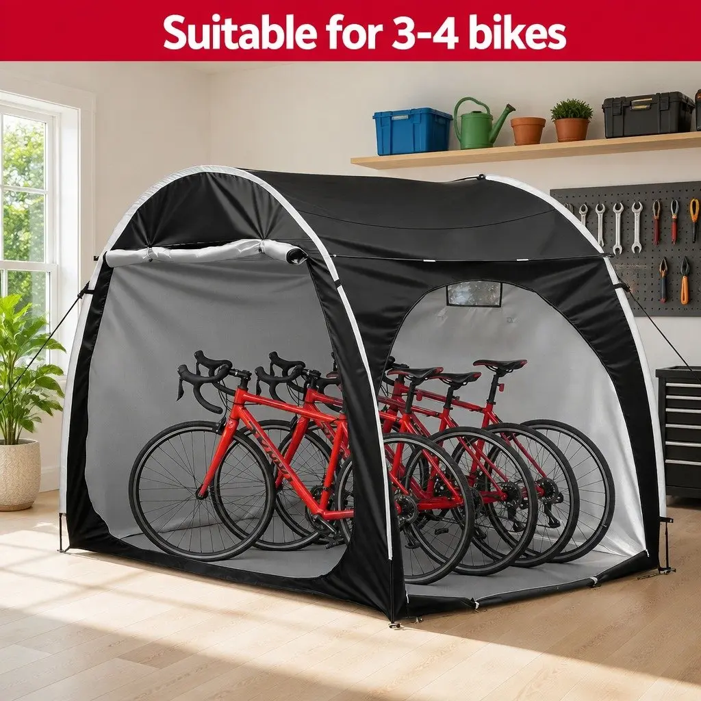 Bike Storage Tent Black 200cm x 150cm x 165cm Waterproof UV Resistant with Ventilation Window