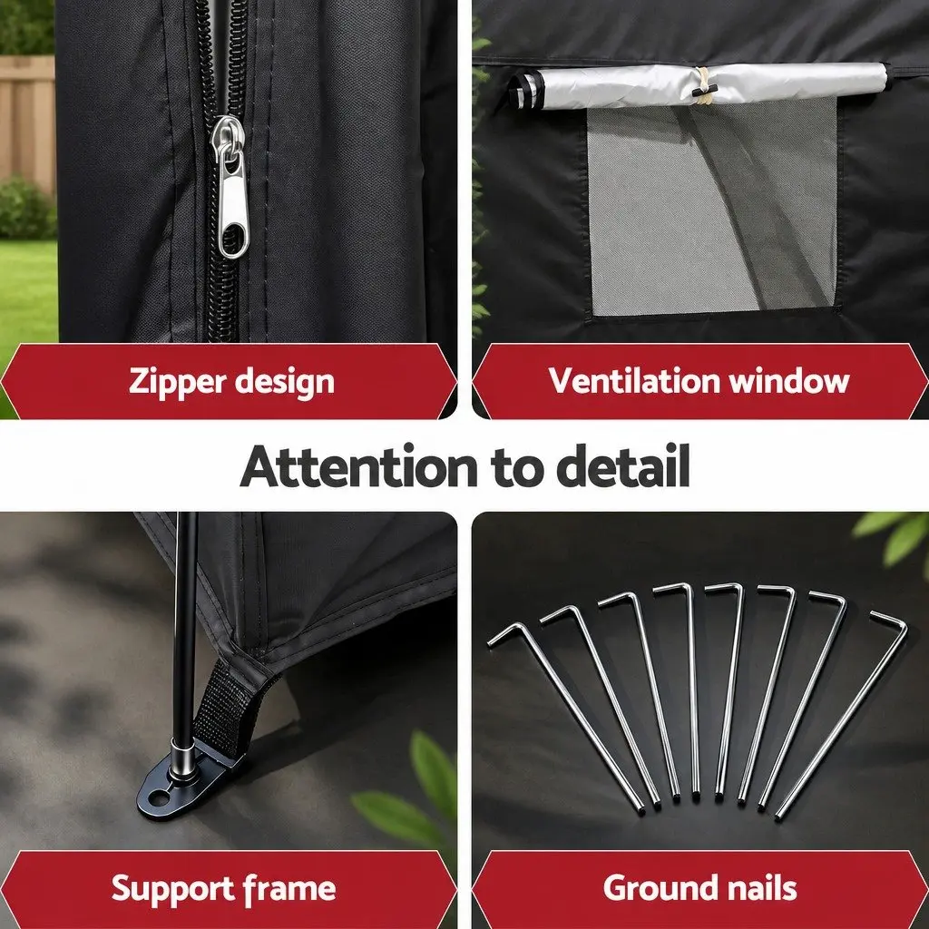 Bike Storage Tent Black 200cm x 150cm x 165cm Waterproof UV Resistant with Ventilation Window