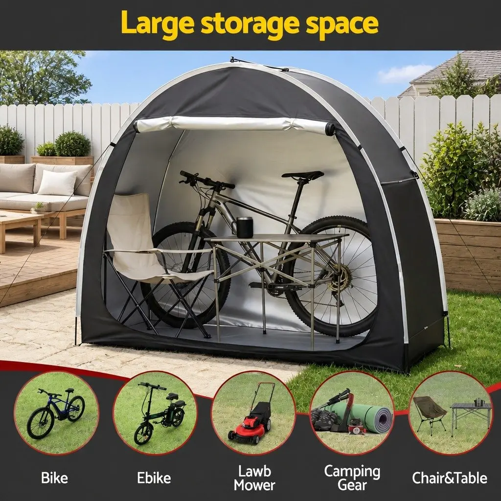 Bike Storage Tent Black Large Waterproof UV Protection Outdoor Shelter