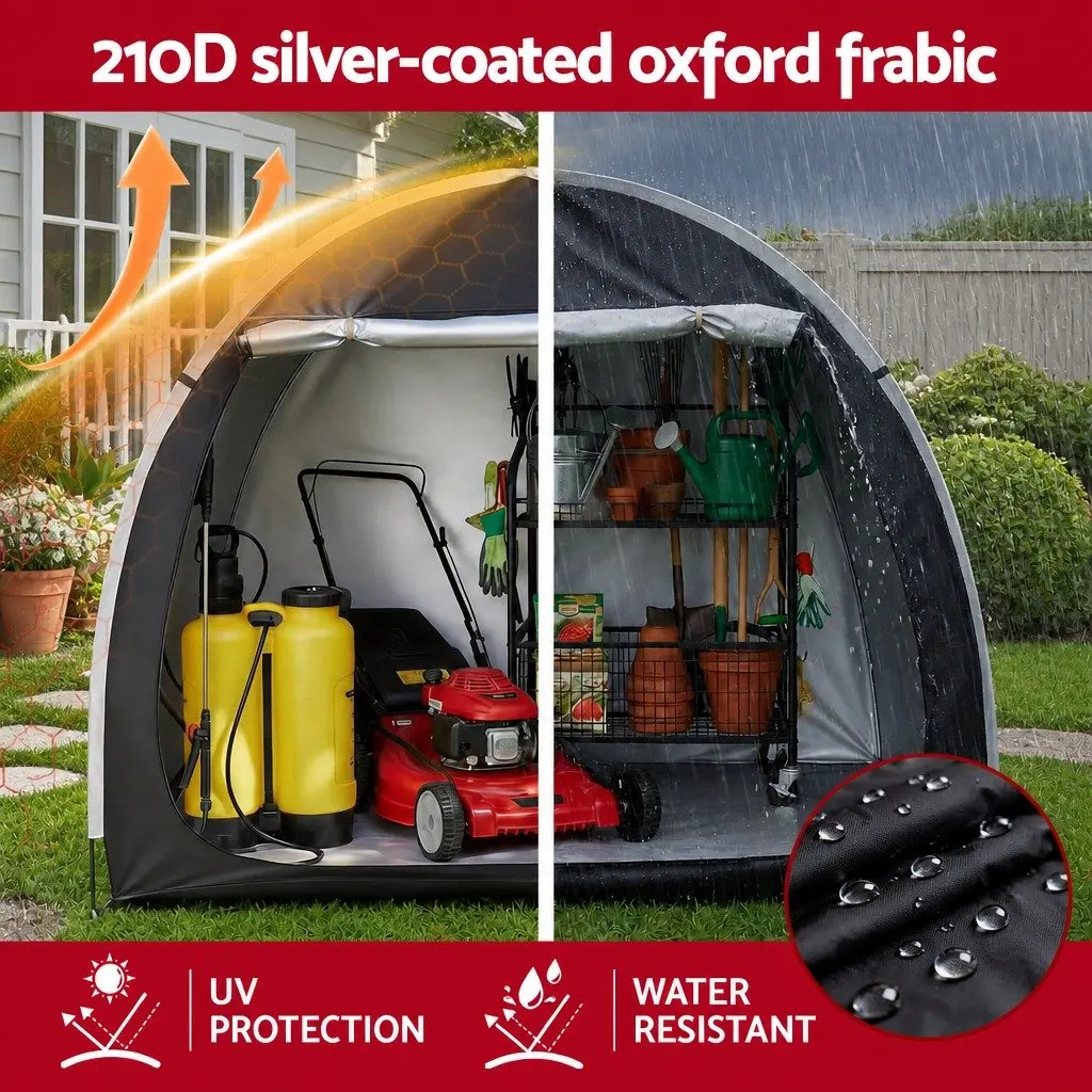 Bike Storage Tent Black Large Waterproof UV Protection Outdoor Shelter