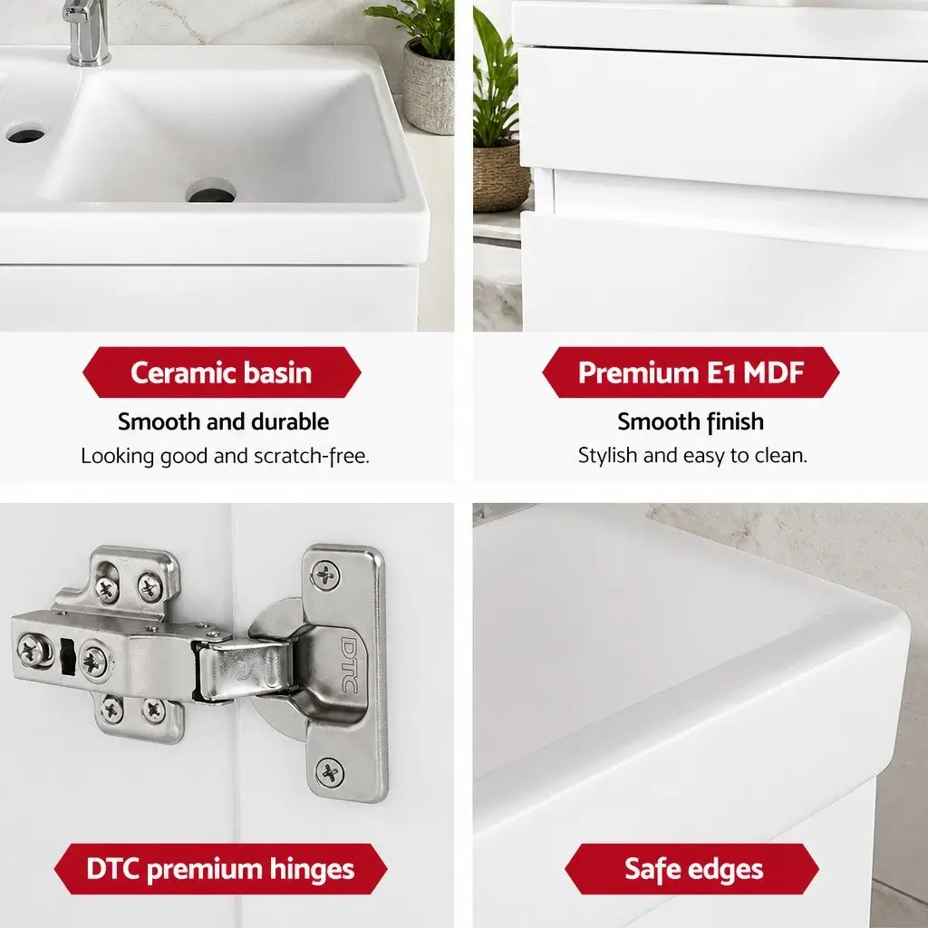 Bathroom Vanity Unit White 400mm Single Door Cabinet with Ceramic Basin