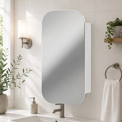 Bathroom Mirror Cabinet Wall Hung Arch Design Storage Shaving 450x900mm White