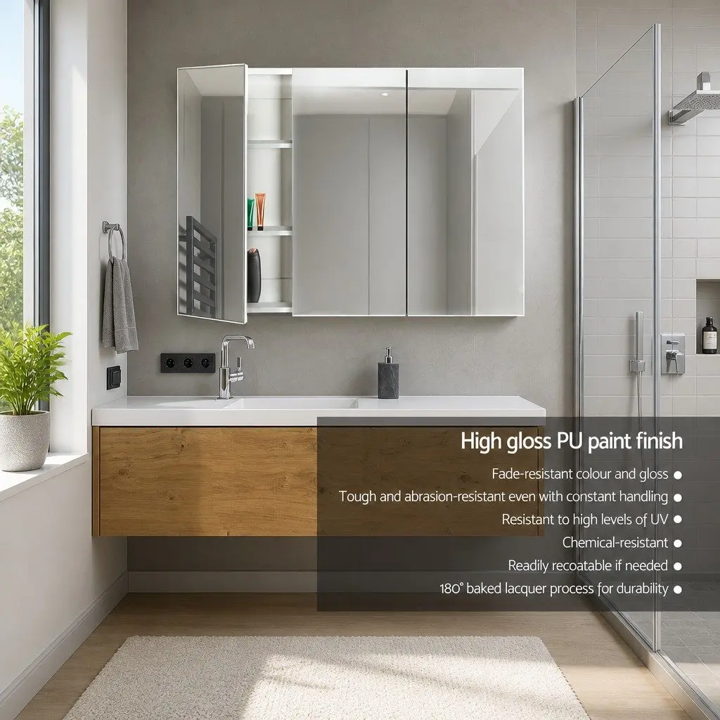Bathroom Cabinet White 3 Door Wall Mounted Mirror with Storage Soft Closing Hinges Adjustable Shelves Easy to Clean