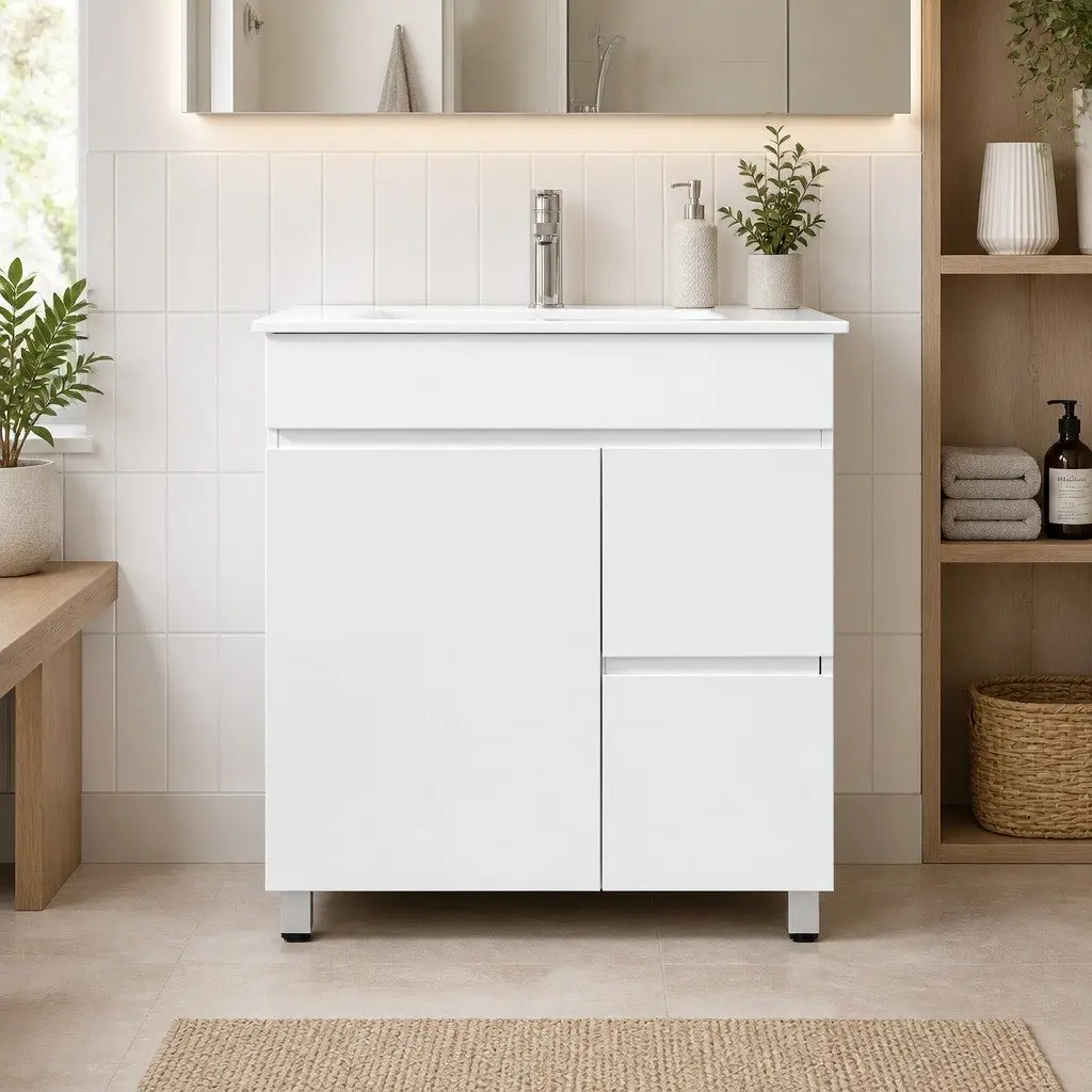 Bathroom Vanity Unit White 765mm Freestanding Basin Cabinet with Storage