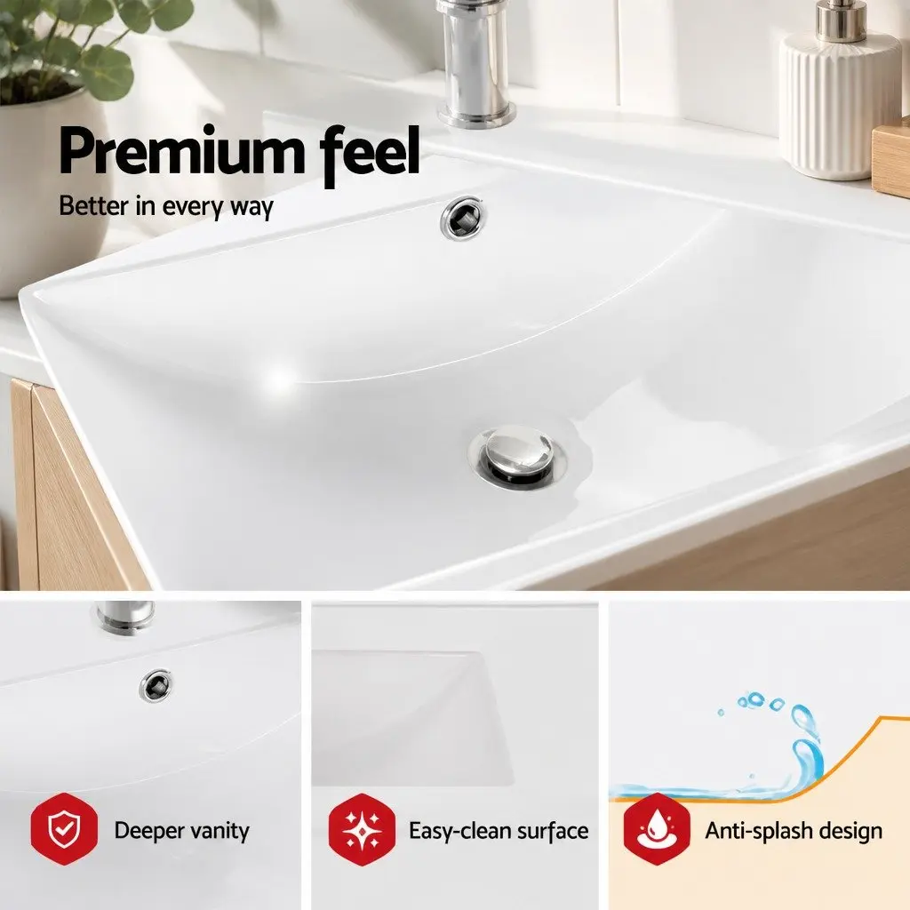Bathroom Vanity Unit White 765mm Freestanding Basin Cabinet with Storage