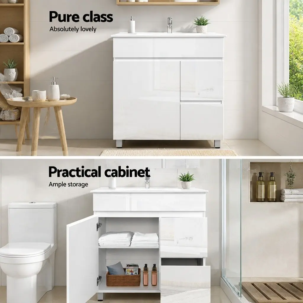 Bathroom Vanity Unit White 765mm Freestanding Basin Cabinet with Storage