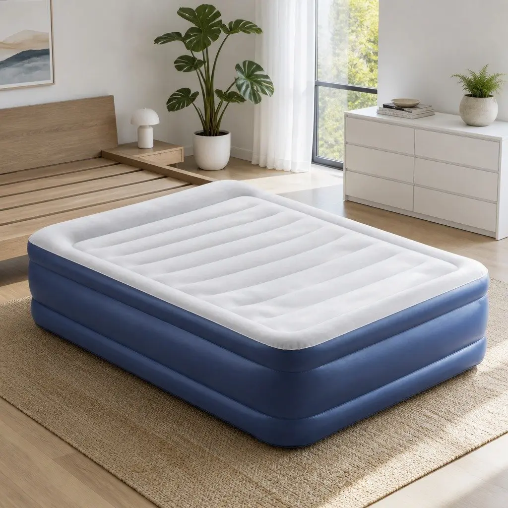 Air Mattress Queen Size Inflatable Bed Camping Airbed Built-in Pump Portable