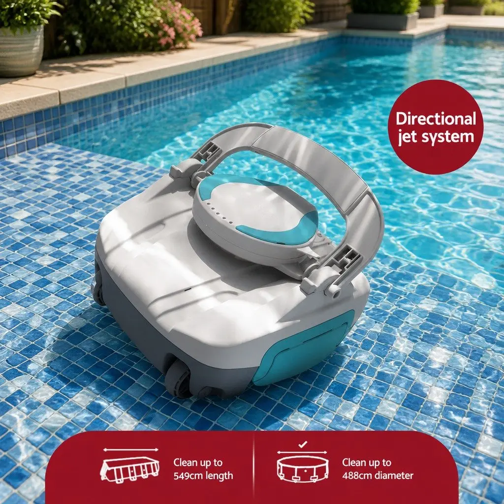 Robotic Pool Cleaner Green Cordless Automatic 30 Minutes Independent Cleaning for Pools Up to 18m²