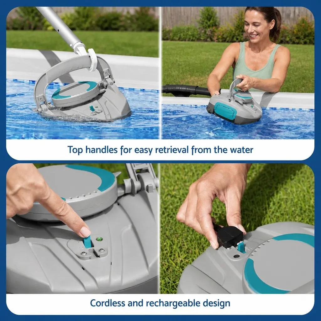 Robotic Pool Cleaner Green Cordless Automatic 30 Minutes Independent Cleaning for Pools Up to 18m²