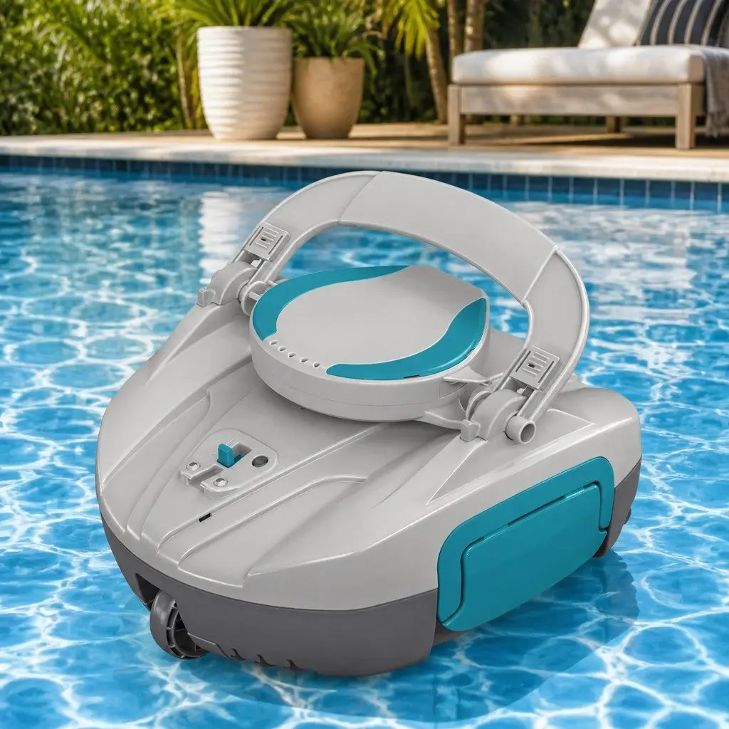 Robotic Pool Cleaner Green Cordless Automatic 30 Minutes Independent Cleaning for Pools Up to 18m²