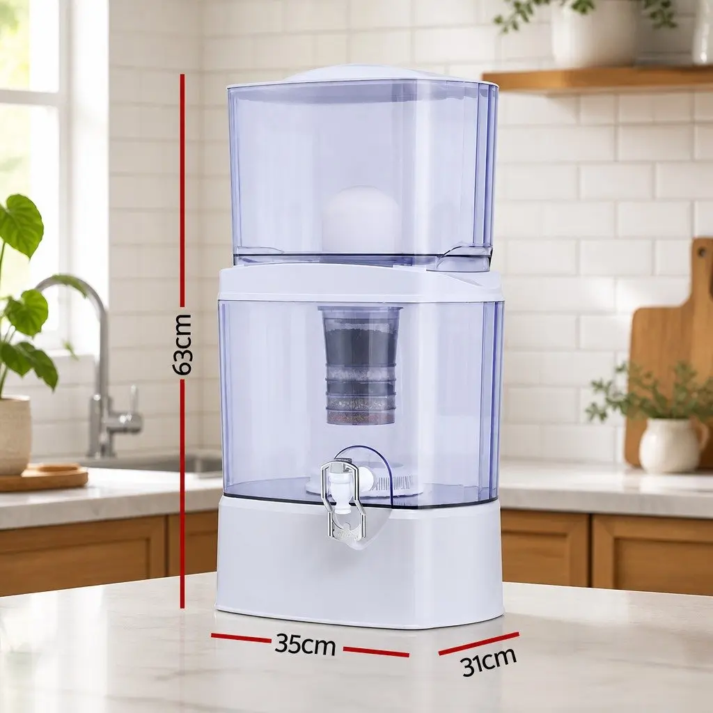Benchtop Water Filter White 24L Gravity Multi-Stage Filtration System